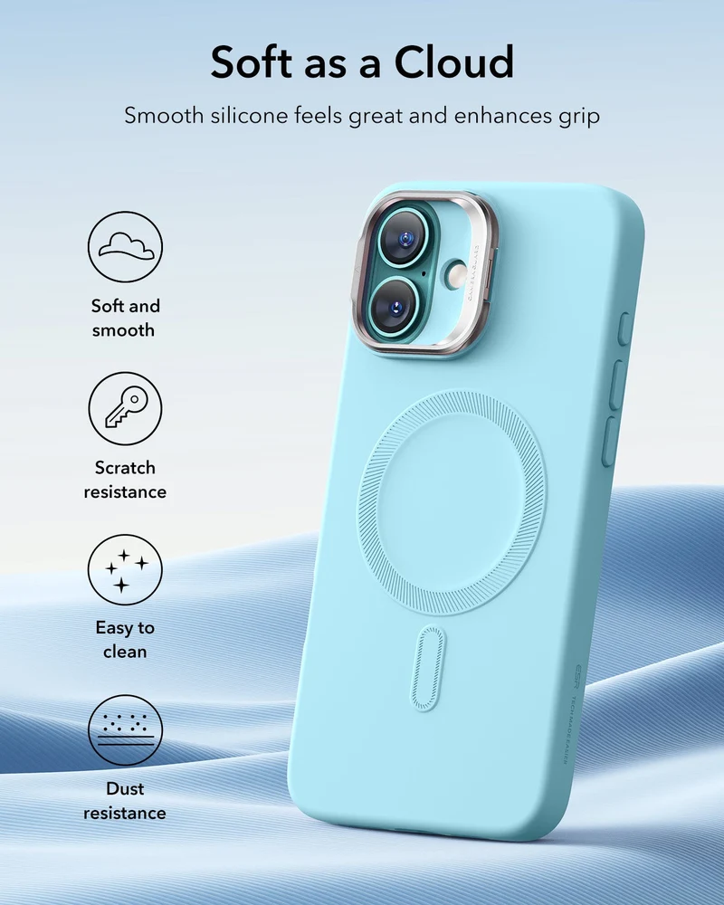 iPhone 16 Cloud Soft Magnetic Case (Camera Control, Stash Stand) - Teal