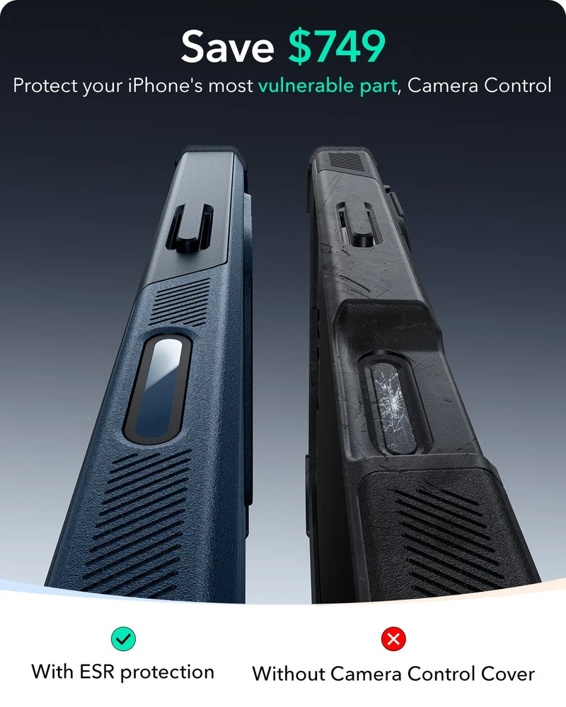 iPhone 16 Pro Max Cyber Tough Magnetic Case (Camera Control, Stash Stand) - Navy Blue