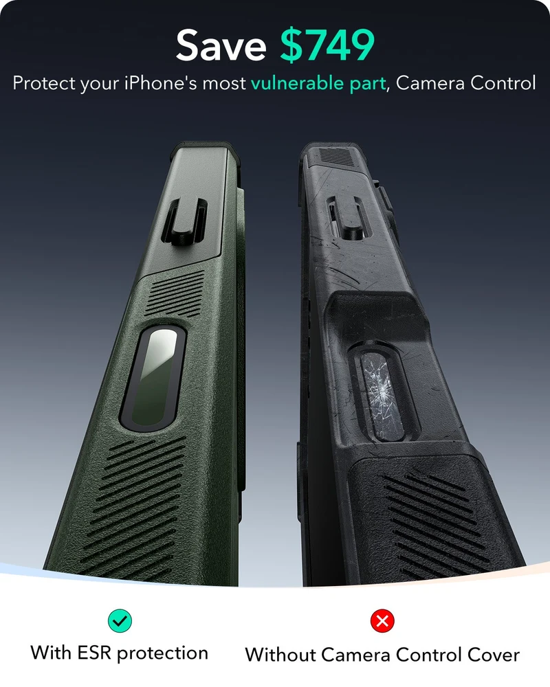 iPhone 16 Pro Max Cyber Tough Magnetic Case (Camera Control, Stash Stand) - Army Green