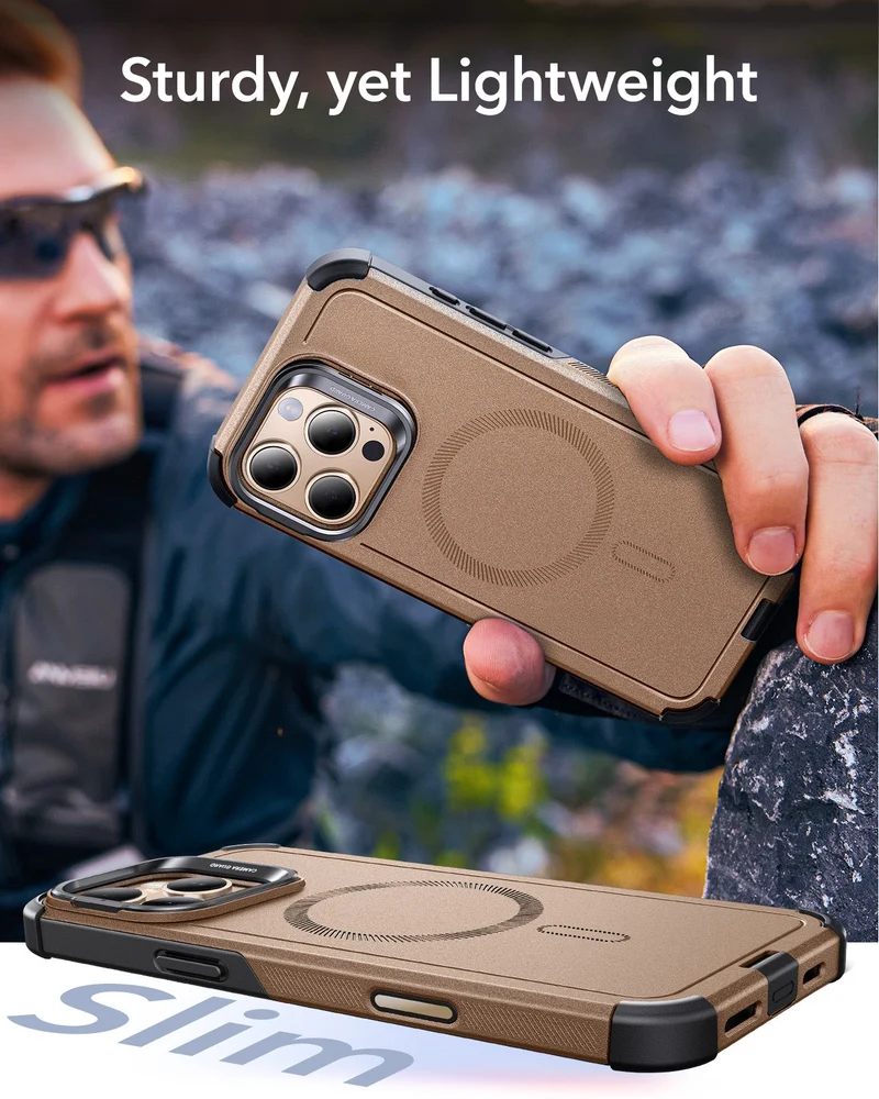 iPhone 16 Pro Max Cyber Tough Magnetic Case (Camera Control, Stash Stand) - Desert Titanium