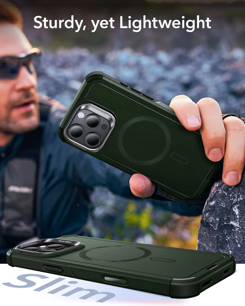 iPhone 16 Pro Cyber Tough Magnetic Case (Camera Control, Stash Stand) - Army Green