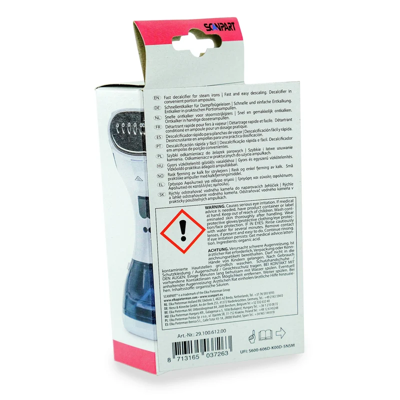 SCANPART - Détartrant pour défroisseurs vapeur - 6 x 14 ml