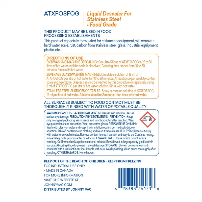Liquid Descaler for Stainless Steel (Food Grade) - 4 L (1.06 gal) - Attax® Pro