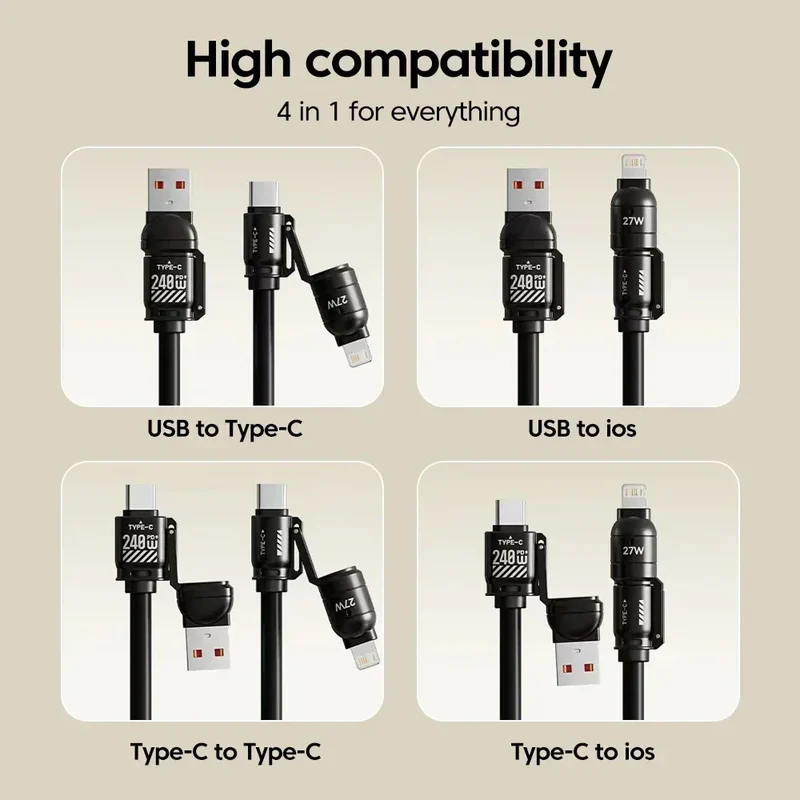 4in1 Extendable Universal Fast Charging Data Cable