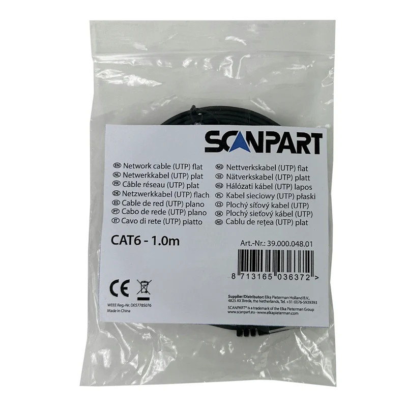 SCANPART - Câble réseau - UTP - Ultra plat RJ45 (Mâle) - RJ45 (Mâle) - 1,0 m