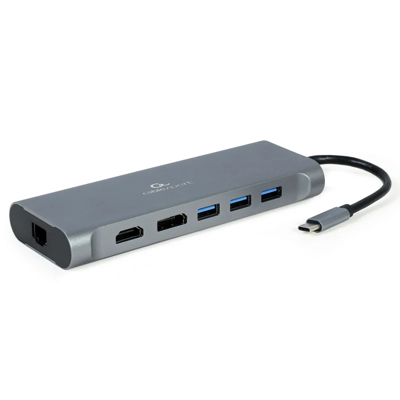 CABLEXPERT - Station d'accueil - USB 3.1|4K|60Hz|Ultra HD|Full HD|60Hz|PD USB-C (Mâle) - 4 x USB-A (Femelle) + HDMI (Femelle) + USB-C (Femelle) PD + VGA + Micro-SD + SD + 3.5 mm Jack + RJ45 - 0,15 m