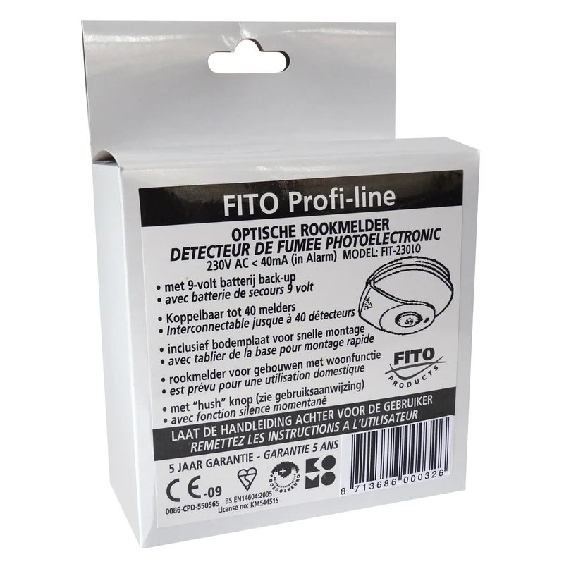 FITO - Détecteur de fumée - FIT-23010 - Connectable - Durée de vie: 10 ans - Comprend une pile remplaçable