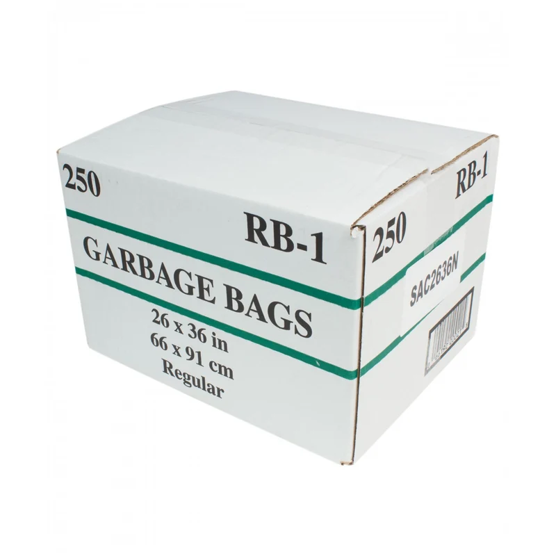 Commercial Trash / Garbage Bags - Regular - 26" x 36" - Black - Box of 250