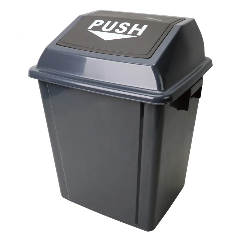 Trash can with pivoting lid - 6.6 gal (25 L) - Gray and Black
