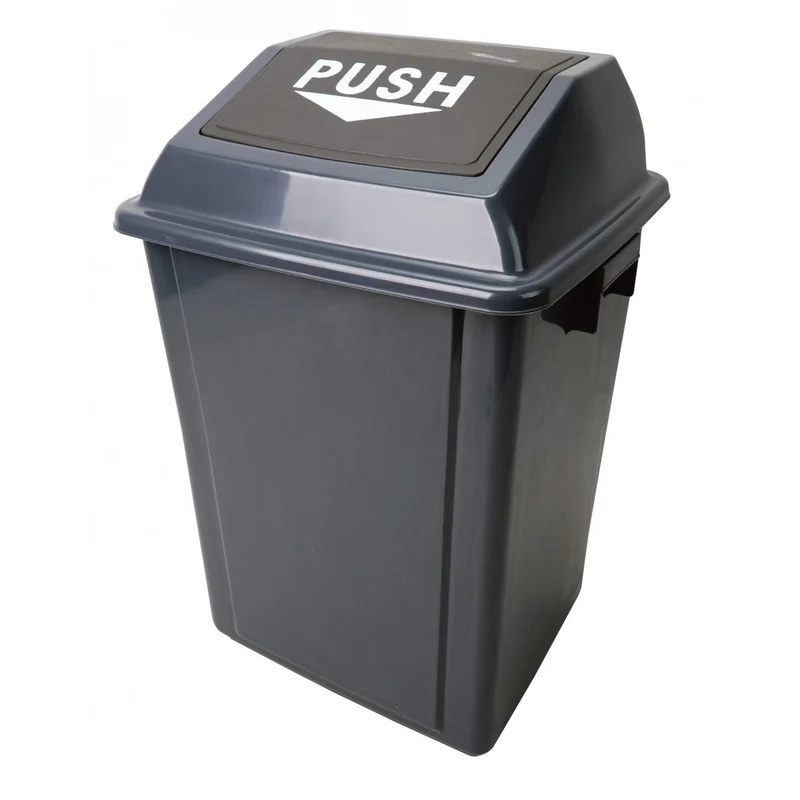 Pivoting lid trash can - 10 gal (40 L) - Gray and Black