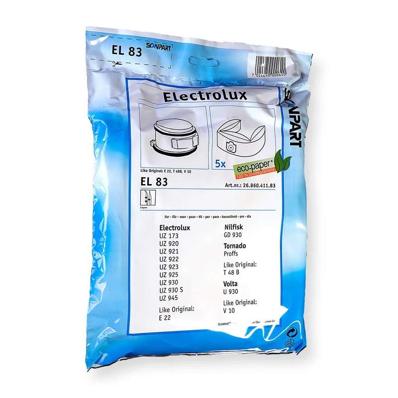 SCANPART EL83 | E22 | T 48B | V10 - 5 Sacs d´aspirateur - adapté pour Electrolux