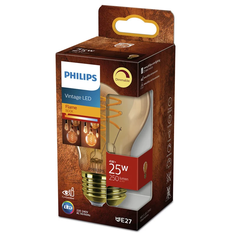 PHILIPS - Vintage Led - E27 - 25 W - 250 Lumen - 1800 K - Flame - A60