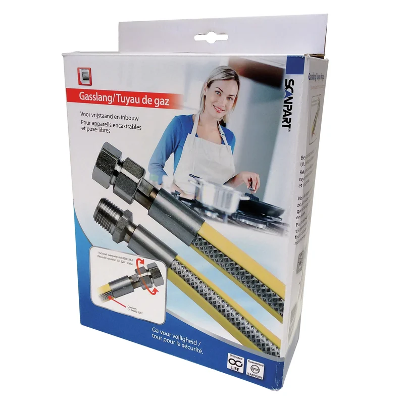 SCANPART - Kit de raccordement gaz - Norme BE - DN12 (M ISO7) - 1/2"(F ISO7), 1/2"(F ISO228) - 150 cm