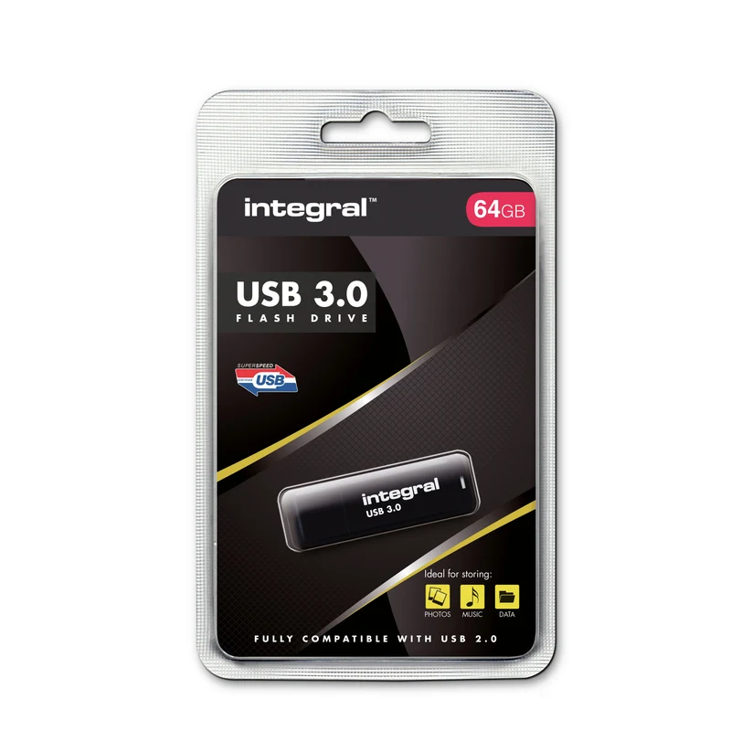 INTEGRAL - Clé USB - 64 GB - Noir - USB-A 3.0