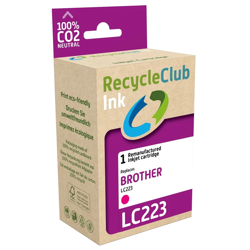 RECYCLECLUB Cartouche d'encre LC223C - Rouge - Remplace Brother