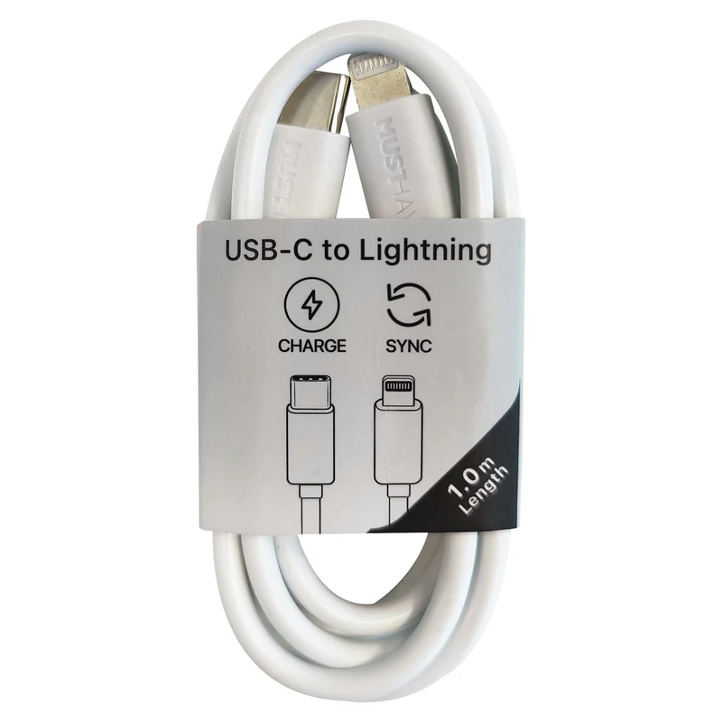 MUSTHAVZ - Câble de chargement et de données - USB 2.0 USB-C (Mâle) - Lightning (Mâle) - 1,0 m