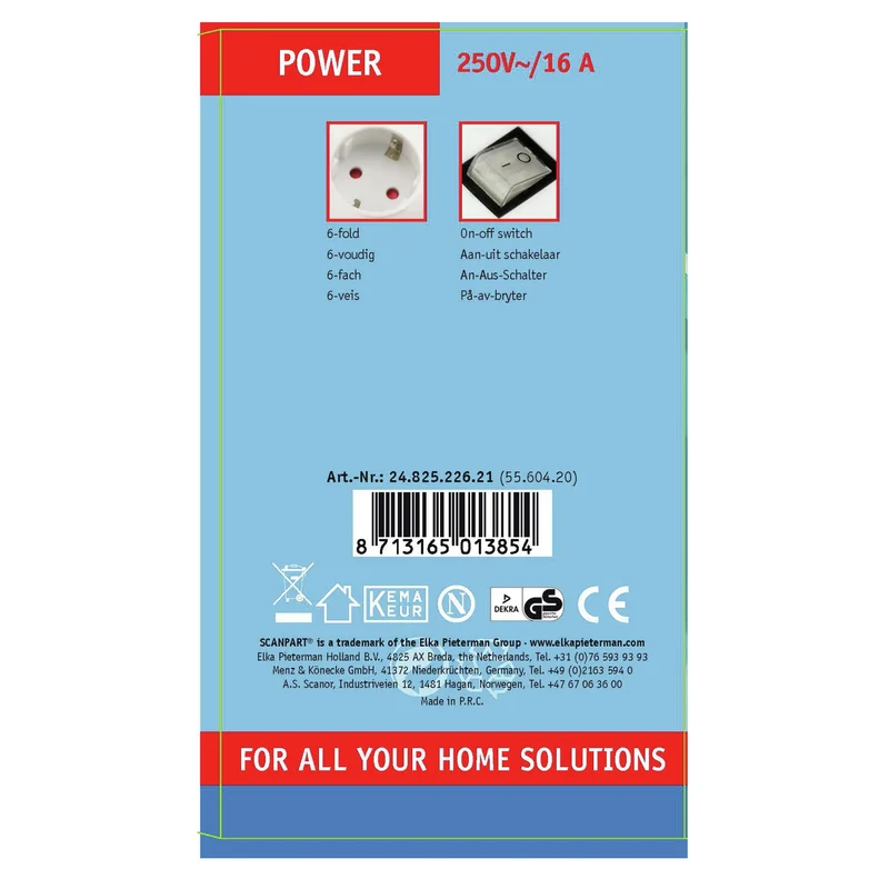 SCANPART - Multiprise - 6 x prise UE vers fiche UE - 1,5 m