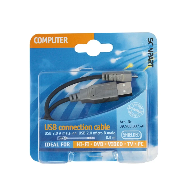 SCANPART - Câble de chargement et de données - USB-A (Mâle) - Micro USB (Mâle) - 0,5 m