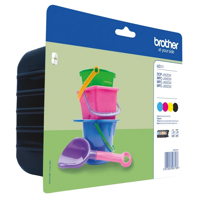 BROTHER Cartouche d'encre LC221 - Multipack - Noir + Bleu + Rouge + Jaune