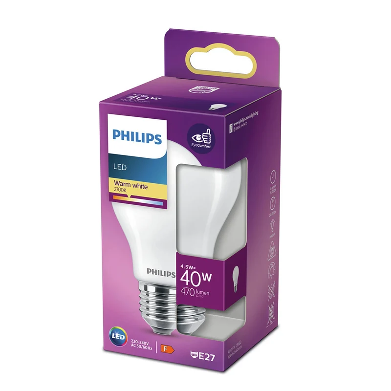 PHILIPS - Light Bulb - E27 - 40 W - 470 Lumen - 2700 K - Frosted - Bulb