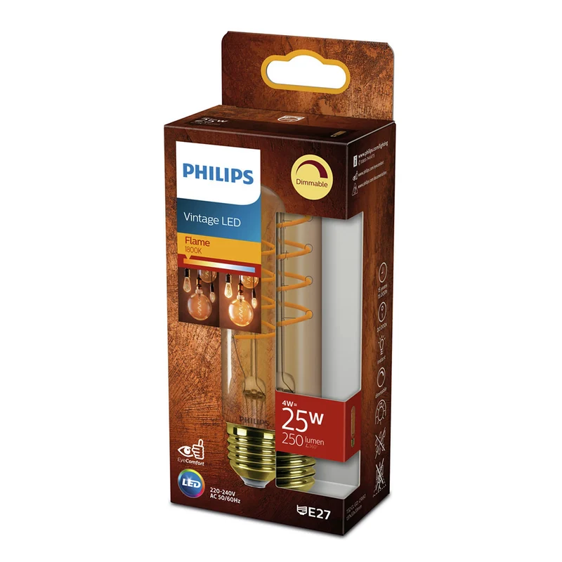 PHILIPS - Vintage Led - E27 - 25 W - 250 Lumen - 1800 K - Flame - Tube lamp