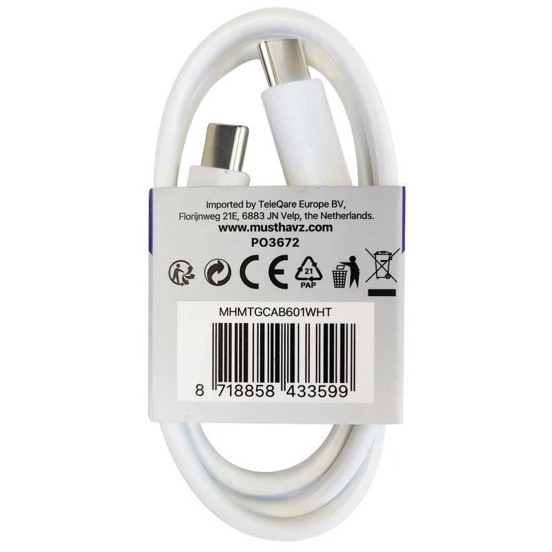 MUSTHAVZ - Câble de chargement et de données - USB 2.0 USB-C (Mâle) - USB-C (Mâle) - 0,5 m