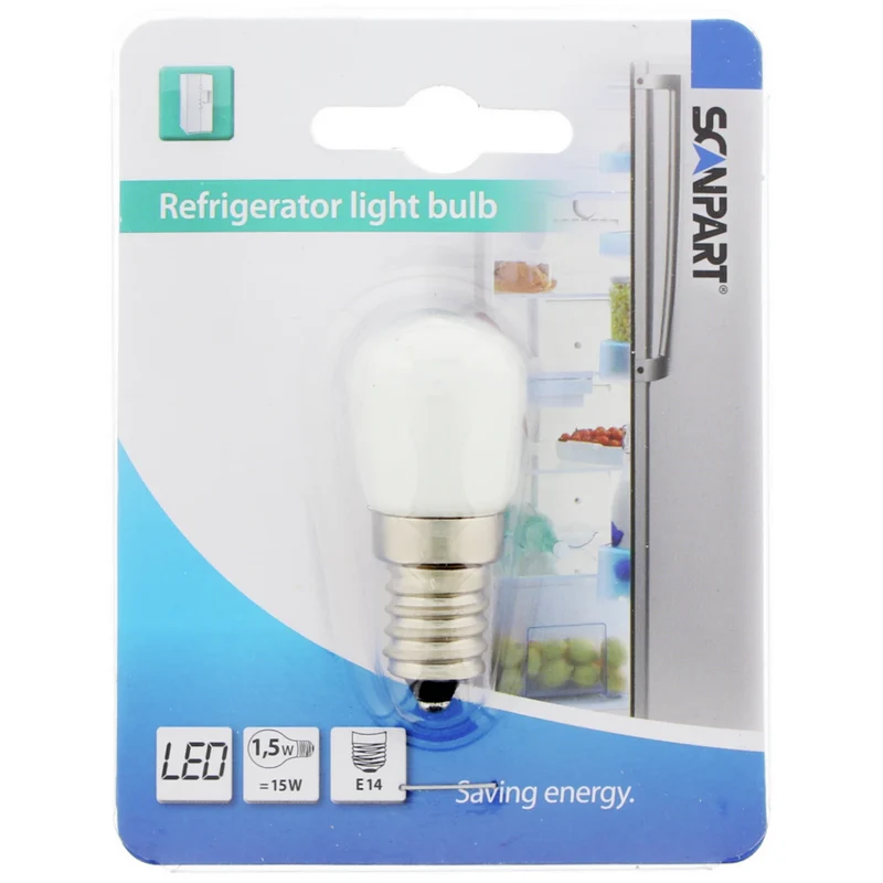 SCANPART - Refrigerator Bulb - E14 - 15 W - 100 Lumen - 3000 K - Frosted - T25