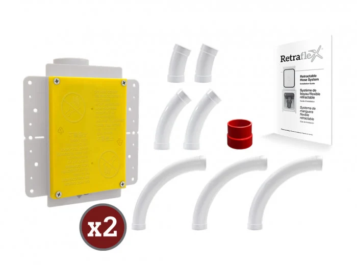 Combo CycloVac 725 - Hybrid with 2 Retractable Retraflex 60' Hoses Including Accessories and Installation Kit