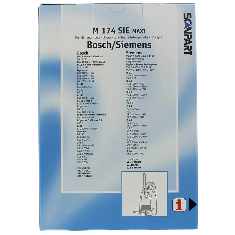 CLEANBAG M174SIE-MAXI - 12 Sacs d´aspirateur - 2 Microfiltres - adapté pour Bosch | Siemens G All | G XL | G XXL