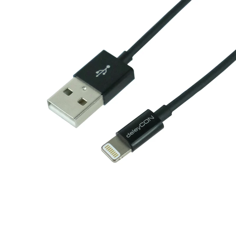 DELEYCON - Câble de chargement et de données - USB 2.0 USB-A (Mâle) - Lightning (Mâle) - 1,0 m