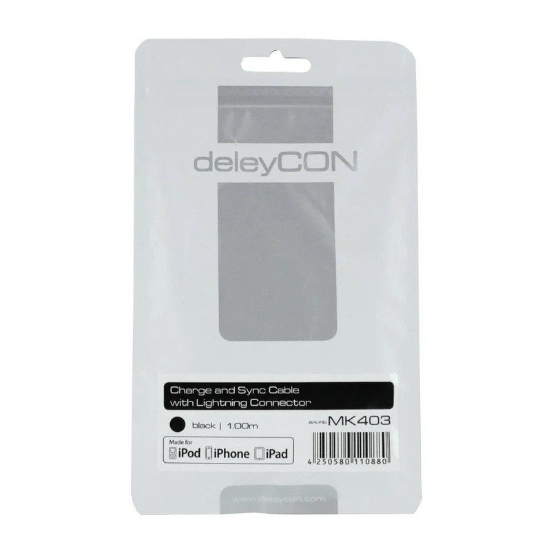 DELEYCON - Câble de chargement et de données - USB 2.0 USB-A (Mâle) - Lightning (Mâle) - 1,0 m