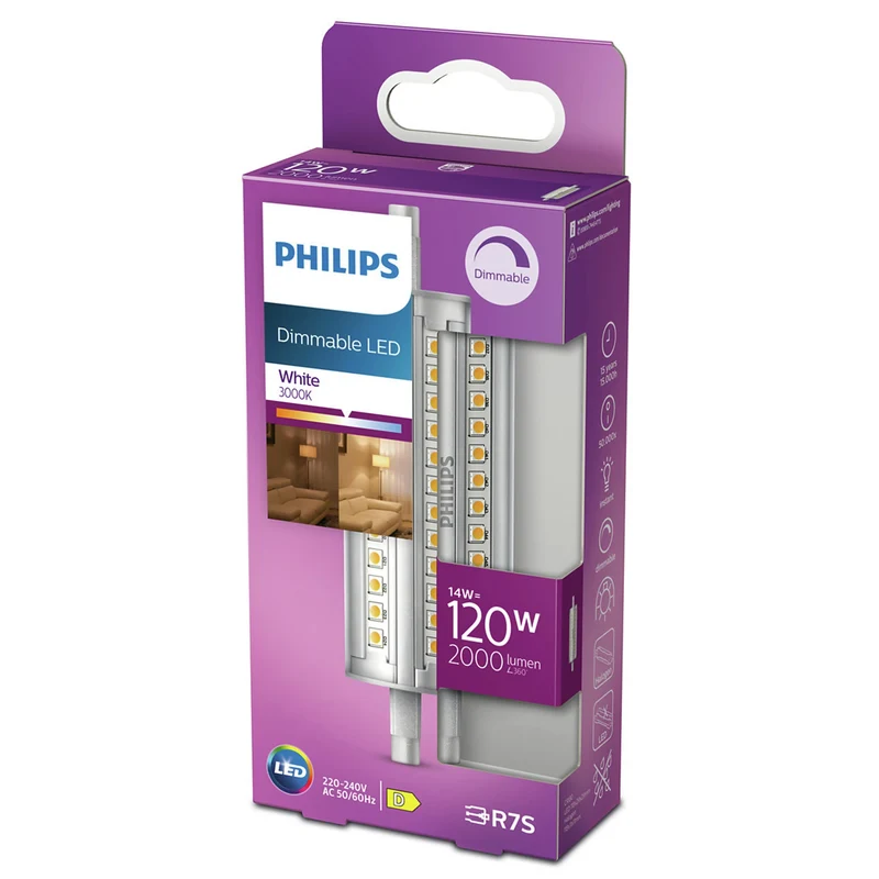 PHILIPS - Light tube - R7S - 120 W - 2000 Lumen - 3000 K - Bright - Light tube - Dimmable