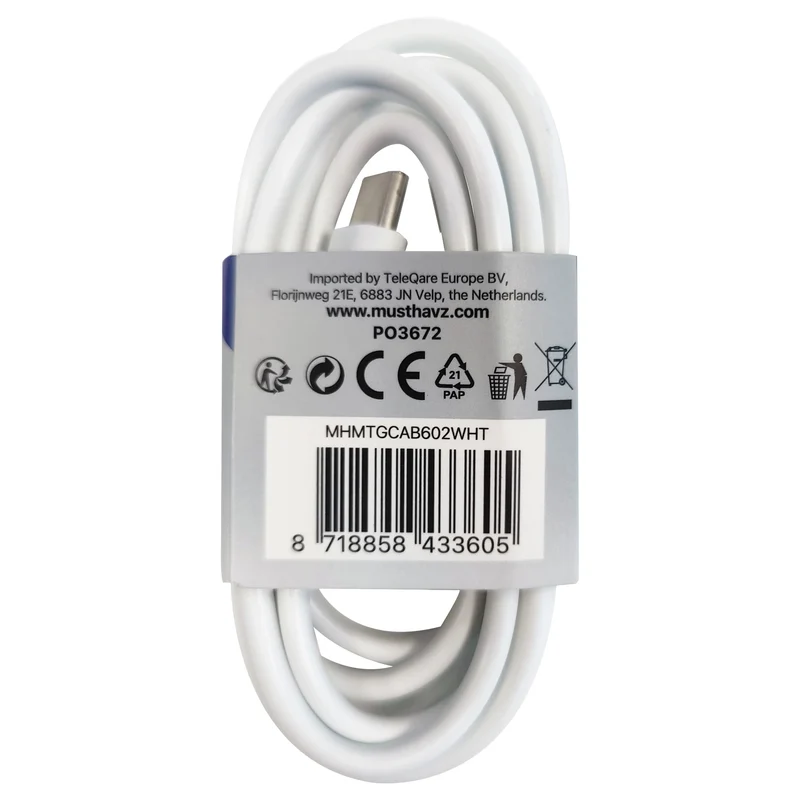 MUSTHAVZ - Câble de chargement et de données - USB 2.0 USB-C (Mâle) - USB-C (Mâle) - 1,0 m