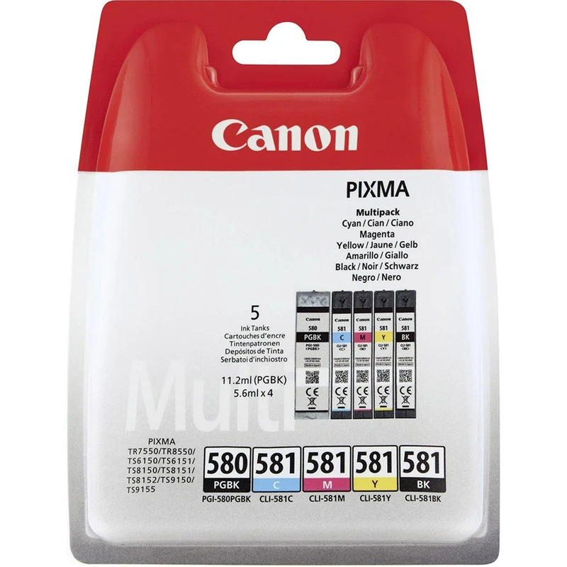 CANON Cartouche d'encre PGI-580 | CLI-581 - Multipack - Noir + Bleu + Rouge + Jaune