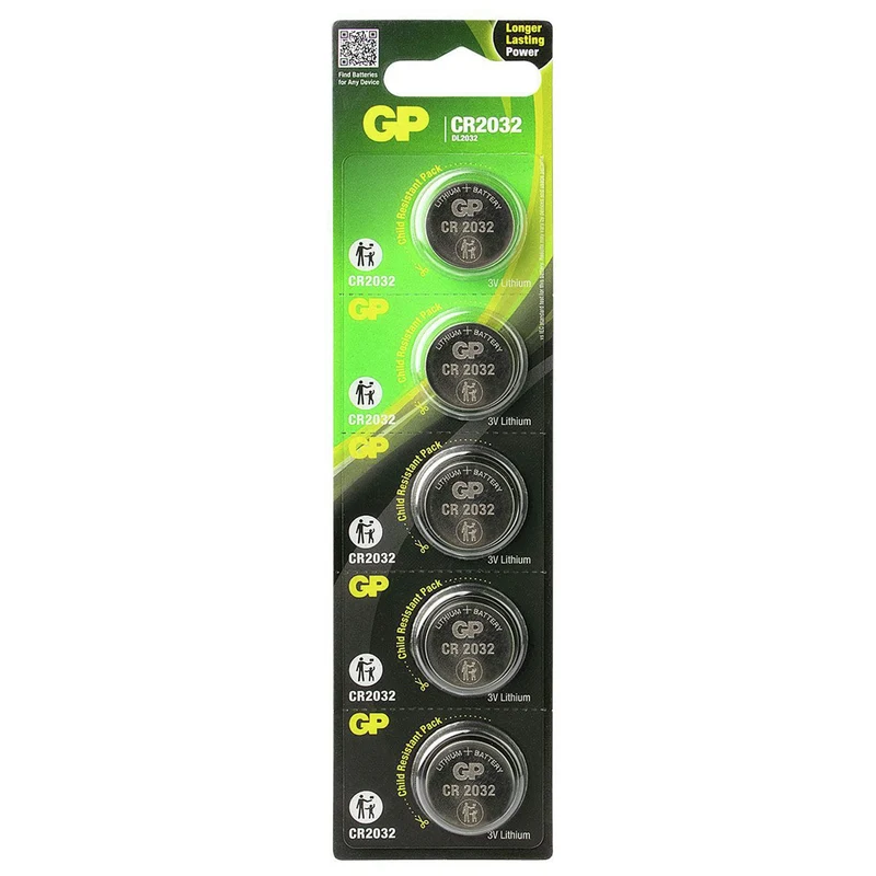 GP Lithium CR2032 - Multipack - 5 Pièces - 3 V - 220 mAh - Cellule bouton