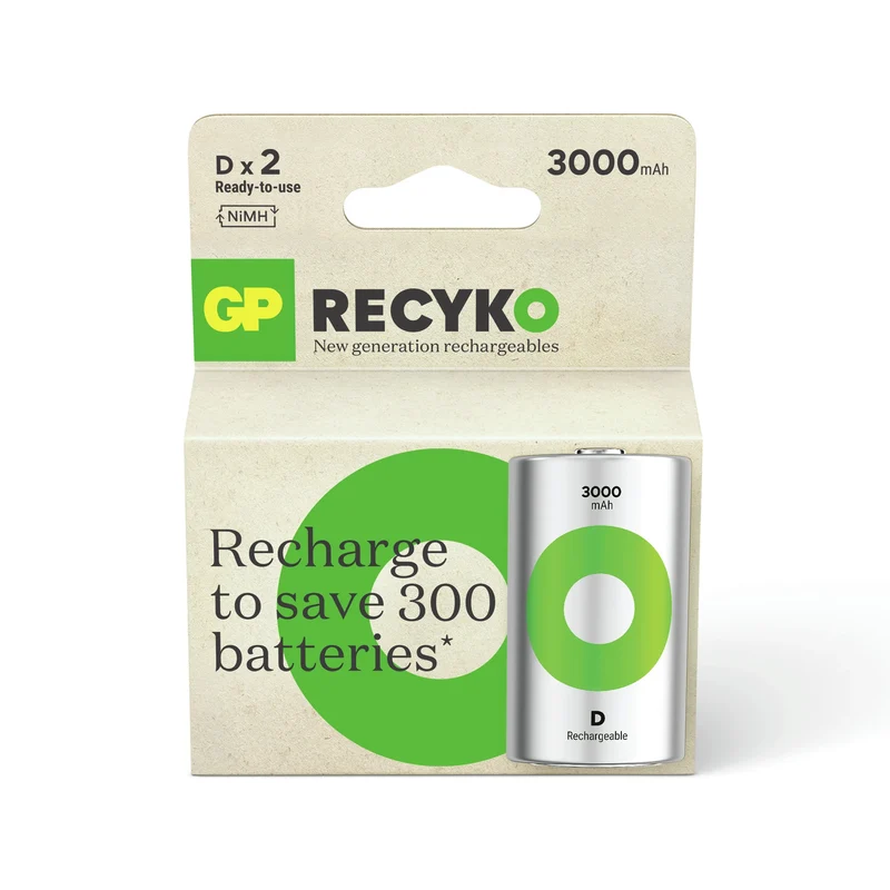 GP NiMH - Recyko D | LR20 - Pack duo - 1.2 V - 3000 mAh - Rechargeable Batterie