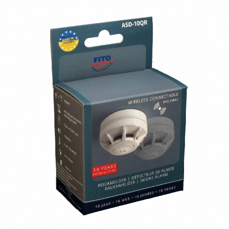 FITO - Détecteur de fumée - ASD-10Q - Connectable - Durée de vie: 10 ans - Avec batterie non remplaçable