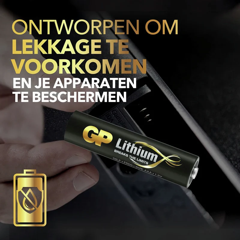 GP Lithium AAA | LR03 - Multipack - 4 Pièces - 1.5 V - 1100 mAh Batterie