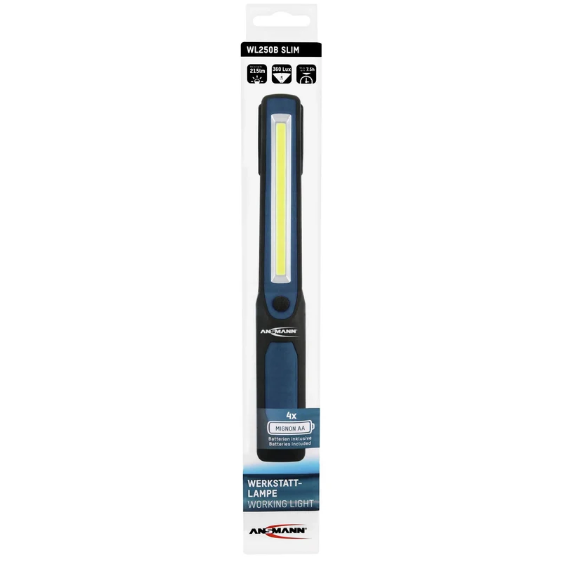 ANSMANN - Lampe torche - WL250B - 215 lumens - Noir + Bleu - 2 piles AA