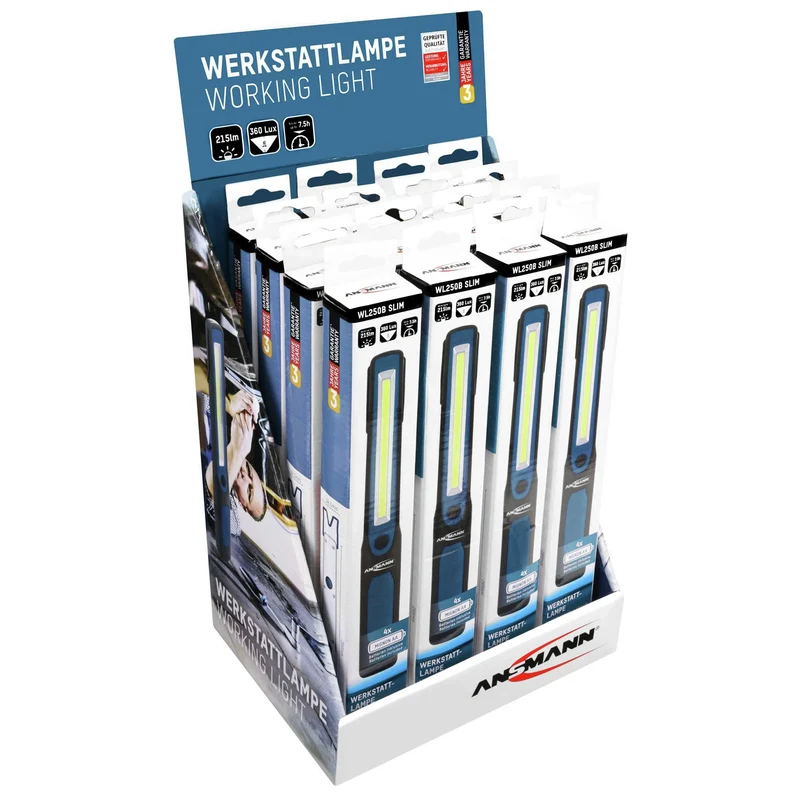 ANSMANN - Lampe torche - WL250B - 215 lumens - Noir + Bleu - 2 piles AA