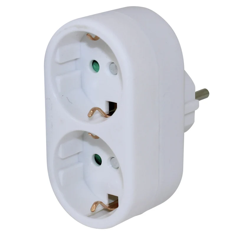 SCANPART - Adaptateur prise - 2 x prise UE vers prise UE - Orientation verticale