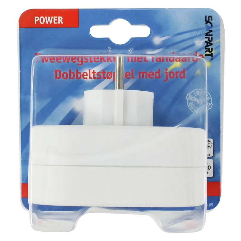 SCANPART - Adaptateur prise - 2 x prise UE vers prise UE - Orientation verticale