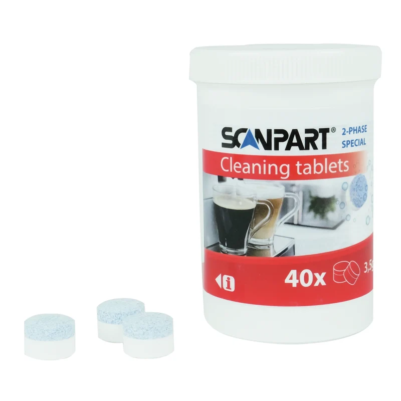 SCANPART - 2 fase Reiniger - Tablet - Applicable to Fully automatic coffee machines| Espresso machines| Filter coffee machines Multi pack - 40 Pieces of 3,5 g