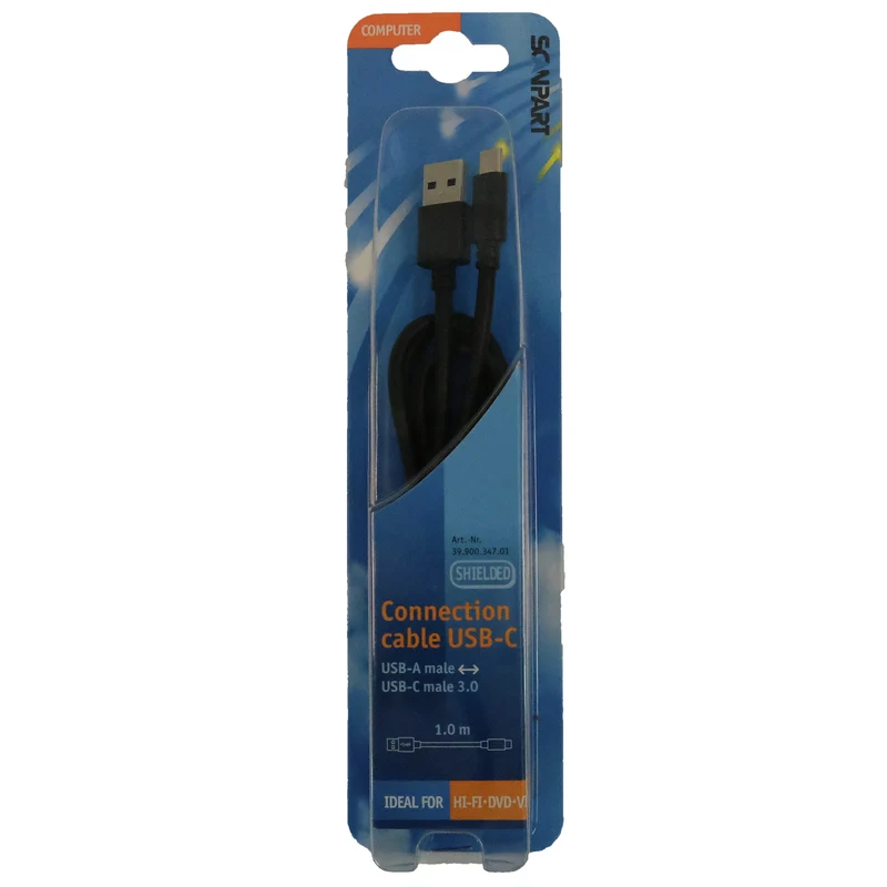 SCANPART - Câble de chargement et de données - USB 3.1 USB-A (Mâle) - USB-C (Mâle) - 1,0 m