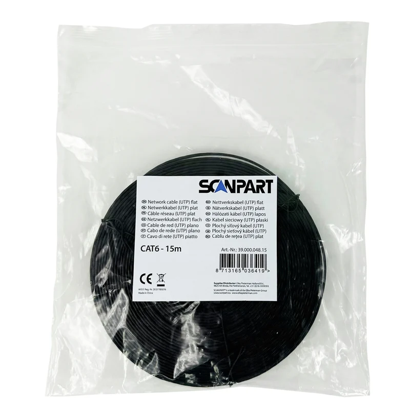 SCANPART - Câble réseau - UTP - Ultra plat RJ45 (Mâle) - RJ45 (Mâle) - 15 m