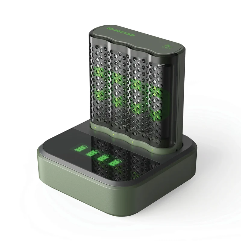 GP NiMH - Recyko - Fast Charger Dock USB AA | HR6 - Multipack - 4 Pièces + Chargeur + USB Câble - 1.2 V - 2600 mAh - Rechargeable Batterie