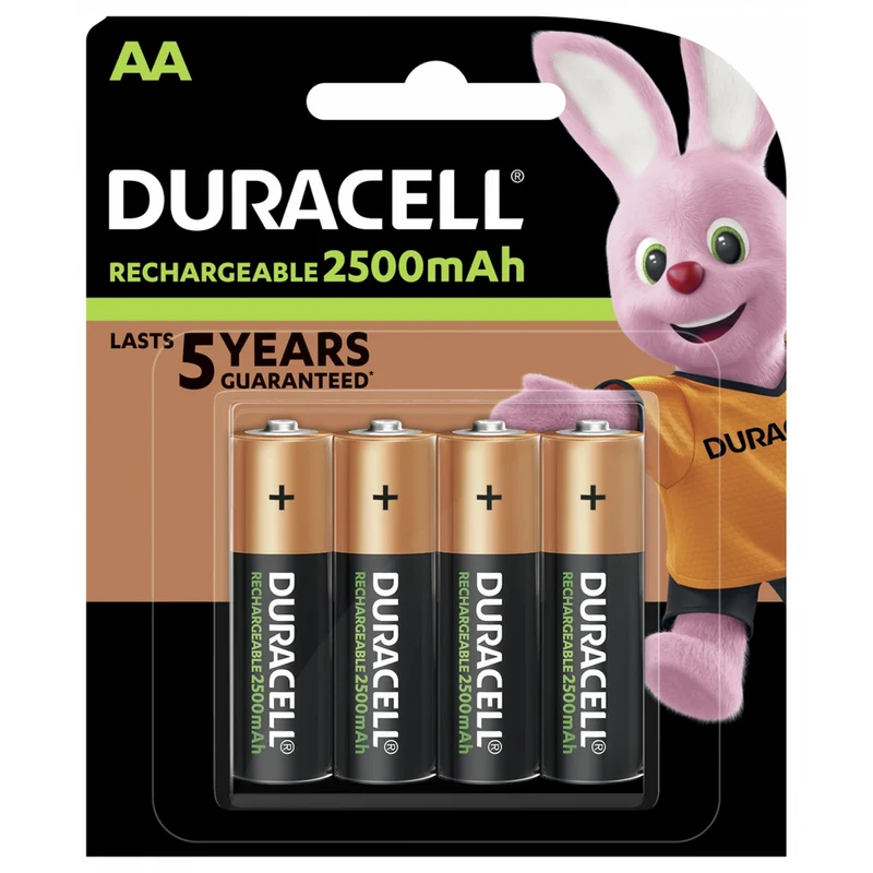 DURACELL NiMH AA | HR6 - Multipack - 4 Pièces - 1.2 V - 2500 mAh - Rechargeable Batterie
