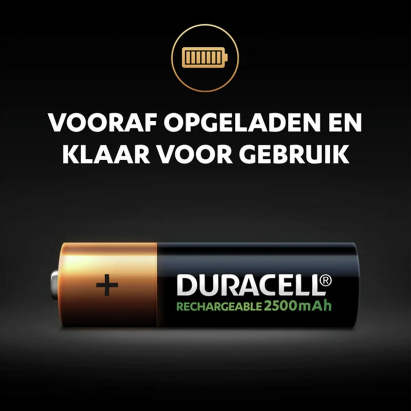 DURACELL NiMH AA | HR6 - Multipack - 4 Pièces - 1.2 V - 2500 mAh - Rechargeable Batterie
