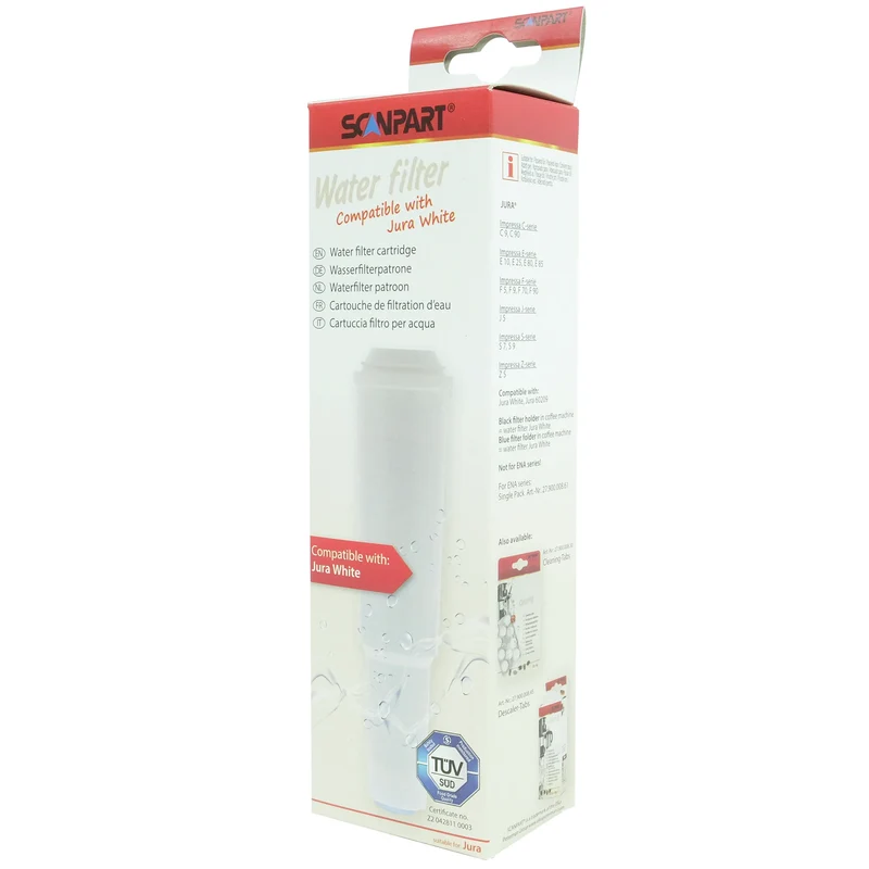 Scanpart Filtre à eau enfichable compatible avec Jura White applicable dans les machines à café de Jura