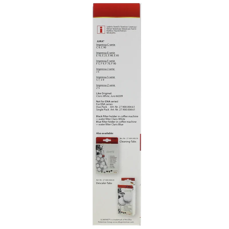 Scanpart Filtre à eau enfichable compatible avec Jura White applicable dans les machines à café de Jura
